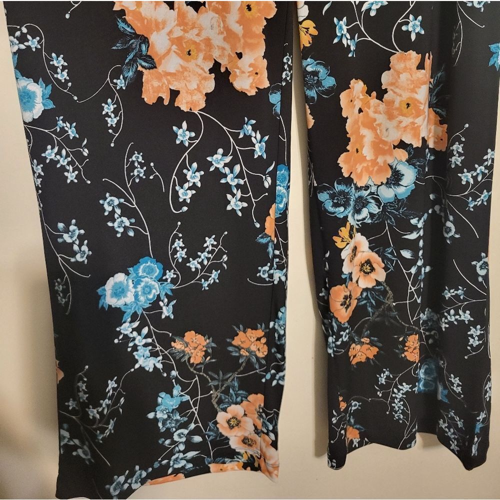 #73 Chico's Midnight Blossoms Floral Palazzo Pants, Plus Size Chico's 2 (12) NEW - Picture 4 of 6